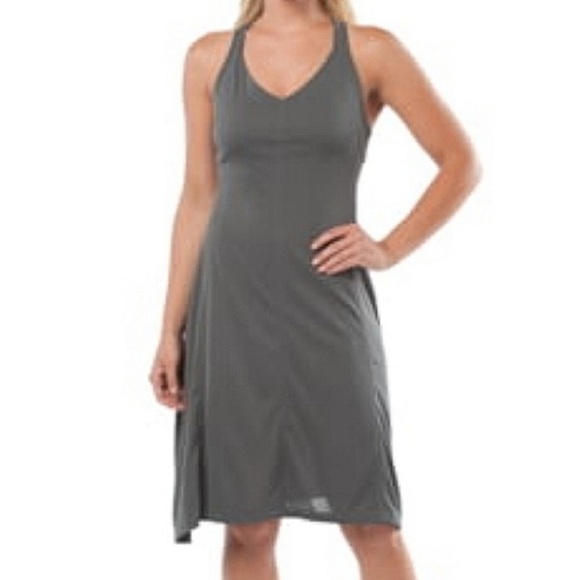 Kuhl Womens Java Dress M Gray Coffeenna Sleeveless Criss Cross Racerback Stretch - Picture 1 of 6